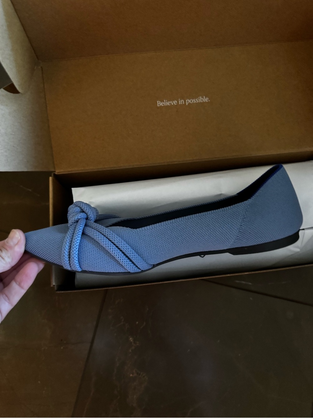 Rothy's Pointed-Toe Knot Flat in Slate Blue